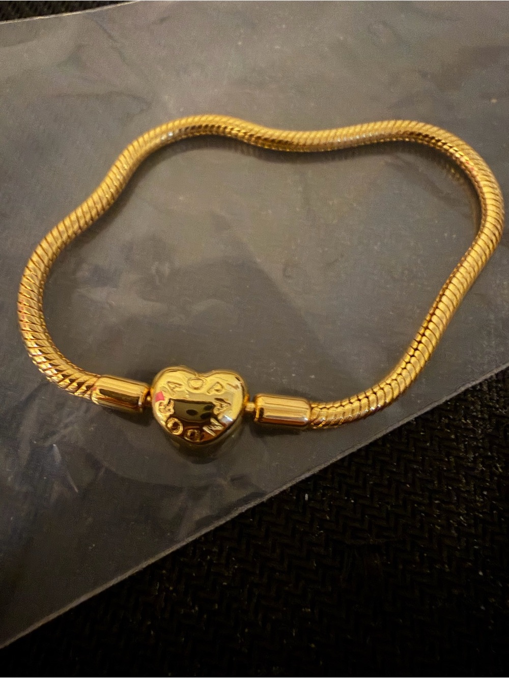 Pandora Gold Heart Locket Snake Chain Necklace